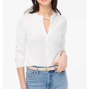 J. Crew Classic Cotton Cardigan Sweater White Size M